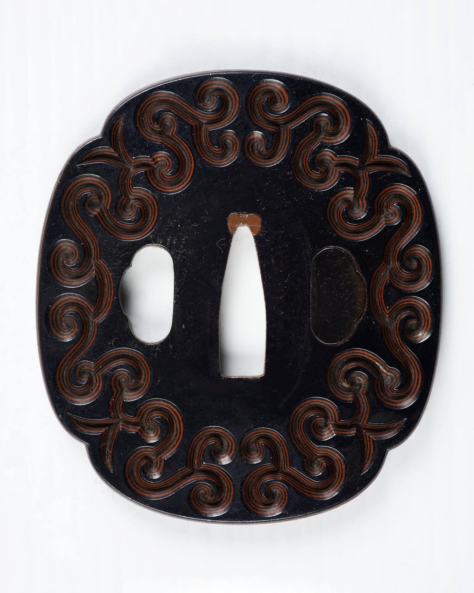 Sword Guard (Tsuba):  Engraved Scroll Pattern