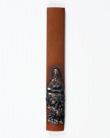 Kozuka: (front) Kwannon Seated on a Rock; (back) signature