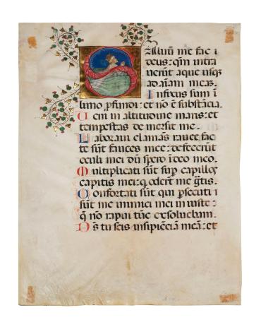 Illustrated Manuscript page; Music on verso