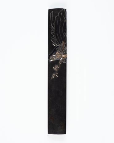 Kozuka: (front) Lady with Plum Branch; (back) incised poem
