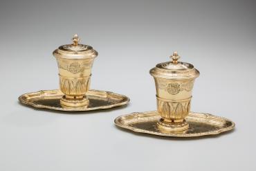 Pair of Covered Pommade Cups