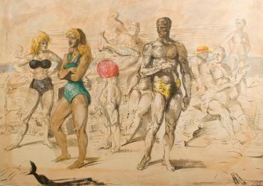 Untitled (People at the Beach, 48-35) verso: People at the Beach, 48-53, recto)