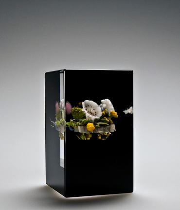 Cubed Paperweight with Honeycomb Bouquet