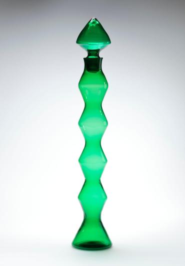 Spool Decanter with Diamond Stopper, Design #587-L in Jade (in the Architectural Series)