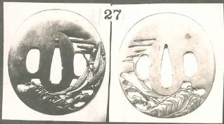 Sword Guard (Tsuba): Supernatural Being Riding on the Back of a Crane over Dashing Waves