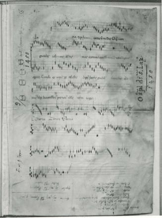 Polyphonic choir book fragment