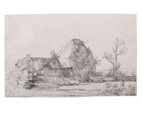 Cottage and Farm Buildings with a Man Sketching (H. 213 only, B. 219 only, Munz 149 only, B. B. -45 - only)