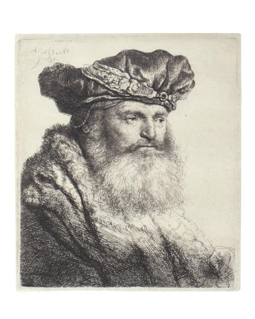 Bearded Man in Velvet Cap with Jewel Clasp (H. 150, B. 313) only state