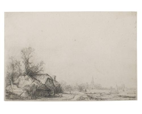 Cottages Beside a Canal: with a Church and a Sailing Boat (H. 212 I/II; B. 228)