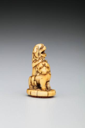 Netsuke: Two Shi-shi on a Seal