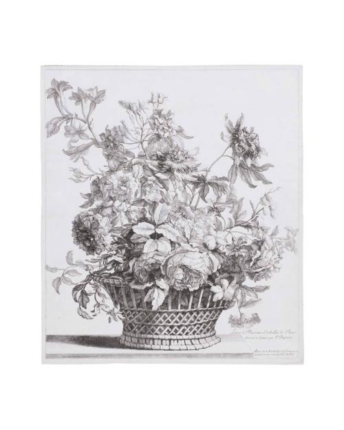 Corbeille de fleurs: tubéreuse, oeillets, grenades, jasmin, grenadille ou fleurs de la Passion. (Basket of Flowers: Tuberose, Eyelets, Grenades, Jasmine, Grenadillo or Passion Flowers) from the series Les grandes corbeilles en hauteur