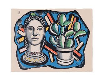 Bust with a Pot of Cactus