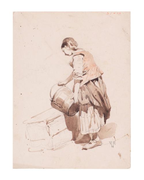 Girl with Bucket at a Trough; verso: Boy with Bucket at a Trough (Lugt 143)