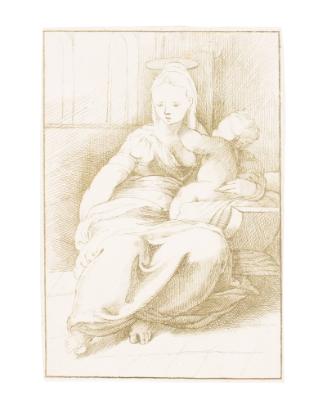 Madonna and Child in Interior (after Italian mannerist composition)