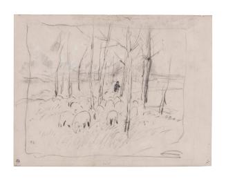 Shepherd and Sheep among Trees (Lugt 143) (verso of 1922.116)