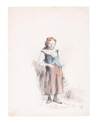 Dutch Girl with Staff and Pitcher; verso: Old Lady in Lace Cap (unfinished)