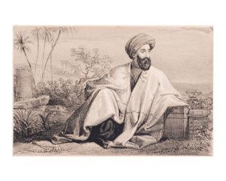 Portrait of Meryon’s Father by unknown artist, Portrait of the Author in his Bedouin Dress