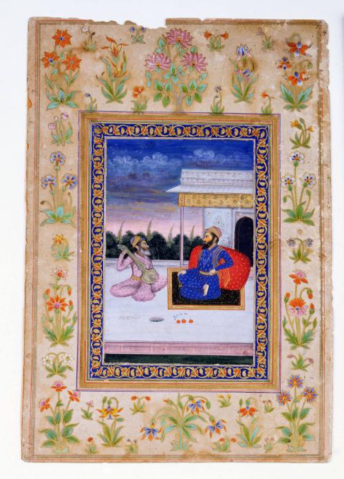 Portrait of Guru Tegh Bahadur with a Lute Player