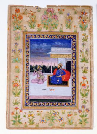 Portrait of Guru Tegh Bahadur with a Lute Player