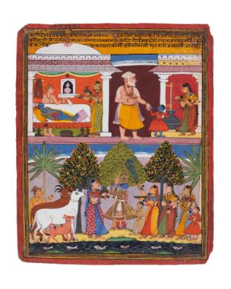 Scenes from the Childhood of Krishna, from a Sur Sagar Manuscript