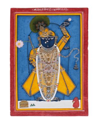 An Image of Shrinathji Dressed for Radha's Birthday