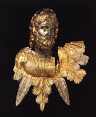 Appliqué with Bust of Bearded God in Tunic (Zeus?)