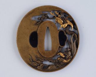 Sword Guard (Tsuba): (front) Tsuru Sennin (Crane Rishi) and Kame Sennin (Tortoise Rishi); (back) Back of the obverse