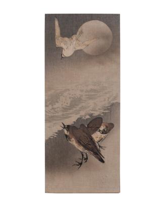 Water Fowl at Seashore; full moon