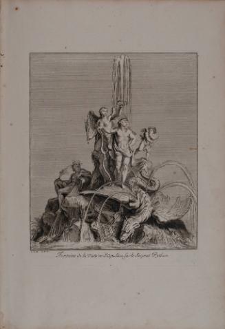 Fontaine de la Victoire d'Apollon sur le Serpent  Python.  From:  Recueil de divers Desseins de Fontaines et de Frises Maritimes  (1 of 20 folio sheets)