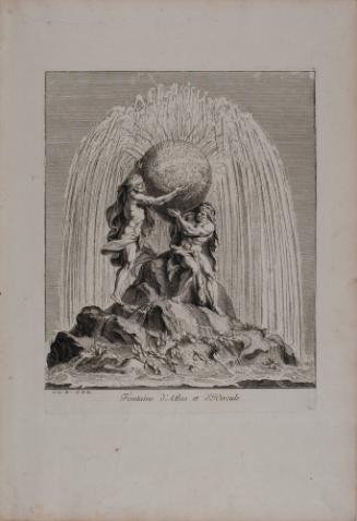 Fontaine d'Atlas et d' Hercule.  From:  Recueil de divers Desseins de Fontaines et de Frises Maritimes  (1 of 20 folio sheets)