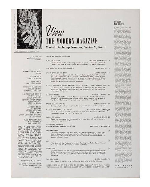 View: The Modern Magazine (Marcel Duchamp Number, Series V, No. 1) [March, 1945]