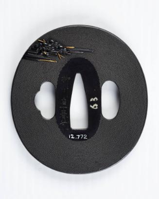 Sword Guard (Tsuba): (front) Autumn Moon Shining on Two Deer Under a Pine Tree; (back) pine branch