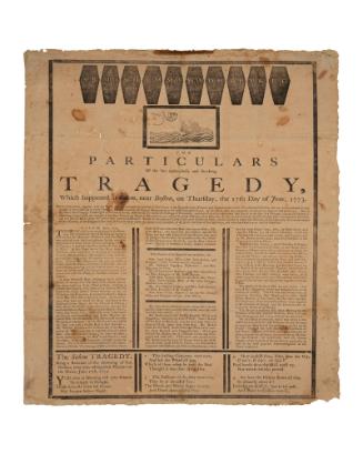 Broadside.  The Particulars of the Late Melancholly and Shocking Tragedy at Salem near Boston on Thursday, the 17th day of June, 1773.