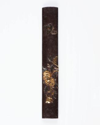 Kozuka: (front) Peony and Butterfly; (back) undecorated iron