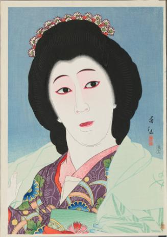 Onoe Baiko VI as Sayuri in Modoribashi, from “Creative Prints, Collection of Portraits by Shunsen” 
