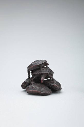 Netsuke: five turtles standing on each other