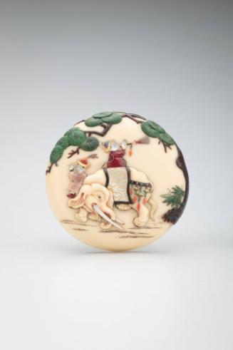 Netsuke: Two boys with an elephant