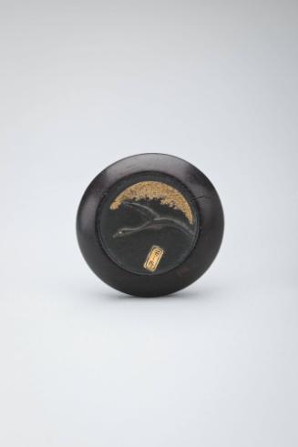 Netsuke: Goose flying over moon