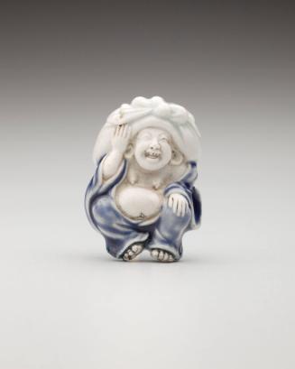 Netsuke: Hotei carrying a treasure bag