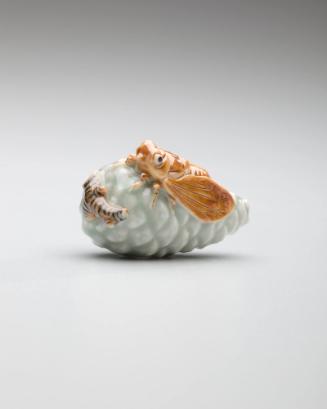 Netsuke: Cicada on a pinecone