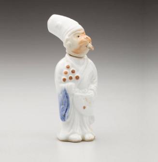 Netsuke: Monkey-faced sanbasô dancer with articulated head and tongue