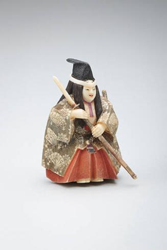 Netsuke: Tomoe with naginata