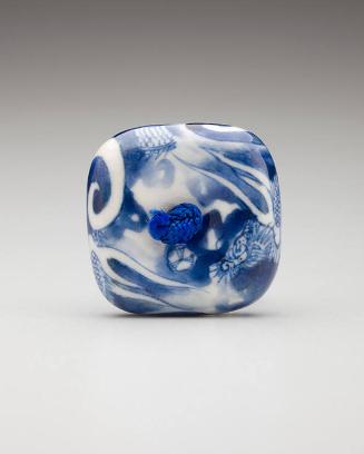 Netsuke: Square disc with dragon motif