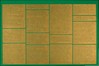 Untitled (Horizontal gold text on green, "It chanced that several fine Broadway's...")