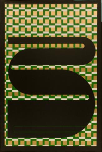 Untitled (Black S on green, gold, and white background)