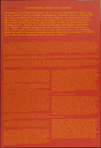 Untitled (Yellow text on red, "Alphabetical Index for Soldiers")