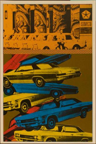 Untitled (Yellow, blue, and red Chevrolets)