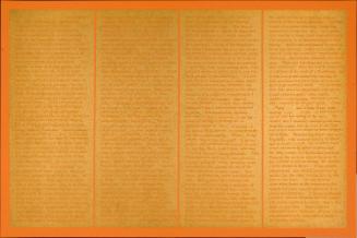 Untitled (Reverse gold on orange, "ovovi tanomuni (35)...")