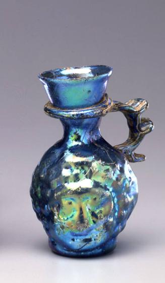 Double Head-shaped Jug with Crimped Handle: Two Childlike Faces, One Serious, One Smiling