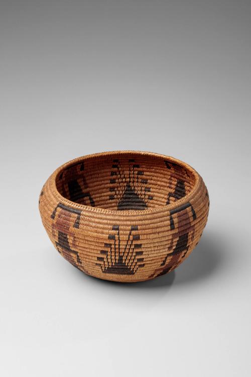 Basket with Red and Black Stylized Plant Motifs